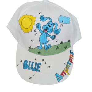 παιδικό καπέλο jockey με όνομα και θέμα μπλε σκυλάκι που τραγουδάει ( blue puppy ) - καπέλα, όνομα - μονόγραμμα, προσωποποιημένα, σκυλάκι