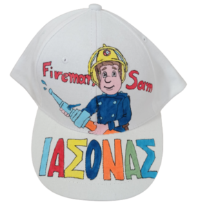 παιδικό καπέλο jockey με όνομα και θέμα πυροσβέστης ( fireman sam ) - καπέλα, όνομα - μονόγραμμα, προσωποποιημένα