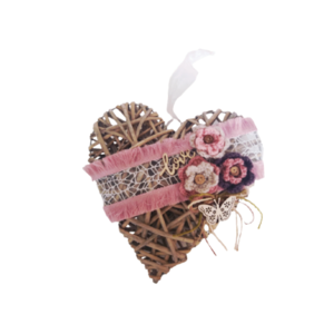 Μπαμπού μπόχο Καρδιά 23×24εκ. - στεφάνια, διακόσμηση, δώρα για γυναίκες, γάμου - βάπτισης