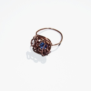 "Ariadne" copper ring - boho, αυξομειούμενα, χαλκός, χάντρες, μεγάλα