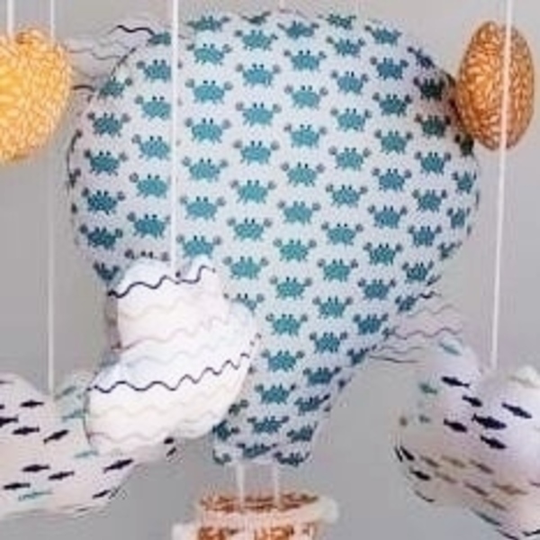 Μόμπιλε αερόστατο καβουράκια - ύφασμα, αγόρι, αερόστατο, θάλασσα, μόμπιλε - 4