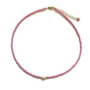 Κολιέ με ροζ miyuki χάντρες και μαργαριτάρι - φθηνά, miyuki delica, μαργαριτάρι, γυναικεία, κοντά, seed beads