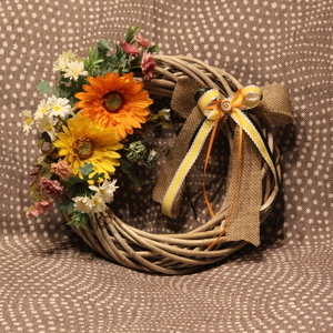 Στεφάνι μπαμπού με τεχνητά λουλούδια ,διαμέτρου 30 εκ. - στεφάνια, λουλούδια - 3