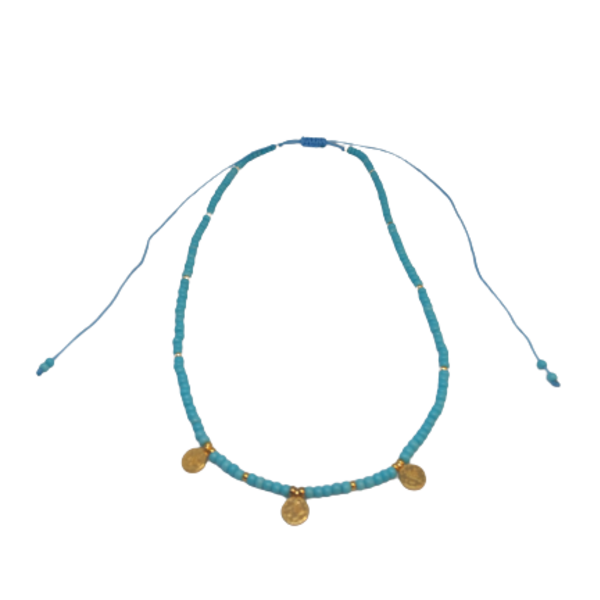 Boho κολιε από χρωματιστές χάντρες και χρυσαφια φλουριά - χάντρες, κοντά, boho, φλουριά, seed beads, επιχρυσωμένο στοιχείο