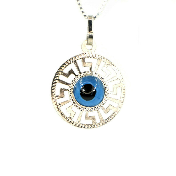 Κολιέ Μάτι Ασημένιο Μενταγιόν με Αλυσίδα Βενετσιάνα Nikolas Jewelry - ασήμι 925, μάτι, κοντά, μενταγιόν