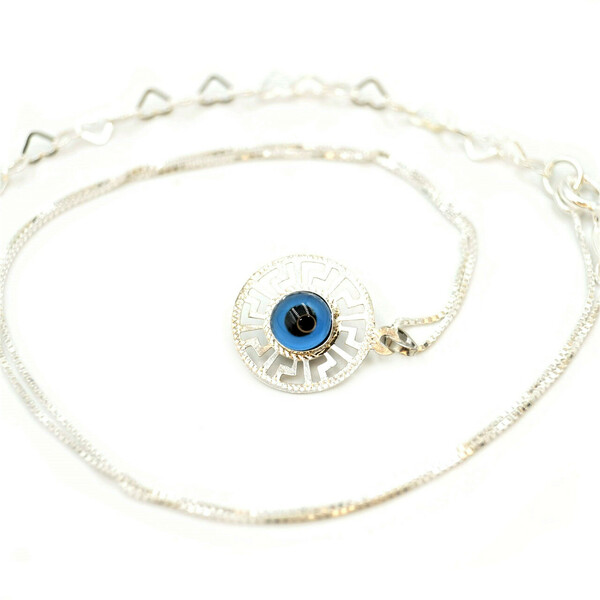 Κολιέ Μάτι Ασημένιο Μενταγιόν με Αλυσίδα Βενετσιάνα Nikolas Jewelry - ασήμι 925, μάτι, κοντά, μενταγιόν - 2