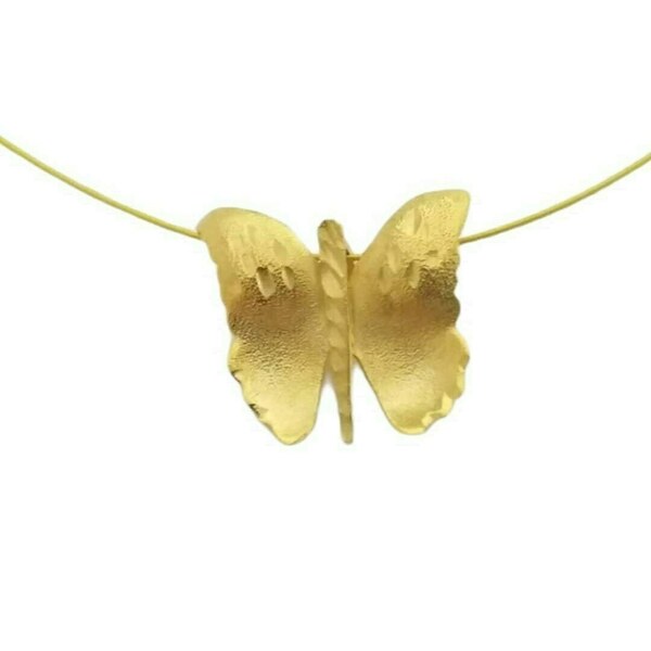 Ασημένιο κολιέ πεταλούδα επιχρυση - charms, επιχρυσωμένα, ασήμι 925, κοντά, φθηνά