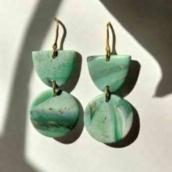 Abstract Polymer clay earrings - πηλός, κρεμαστά, γάντζος - 2
