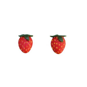 Strawberry Stud Earrings | Χειροποίητα μικρά καρφωτά σκουλαρίκια φράουλες (πηλός, ατσάλι) - καρφωτά, μικρά, ατσάλι, πηλός, καρφάκι