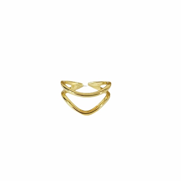 Δαχτυλίδι ασήμι 925 - Double *v* - ασήμι, επιχρυσωμένα, ασήμι 925, βεράκια, αυξομειούμενα