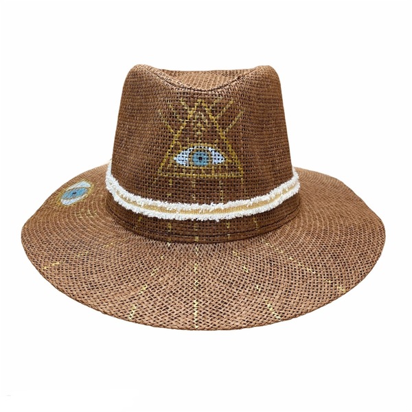 Ψάθινο καπέλο - Brown spirit - παραλία, απαραίτητα καλοκαιρινά αξεσουάρ, καπέλα, ψάθινα