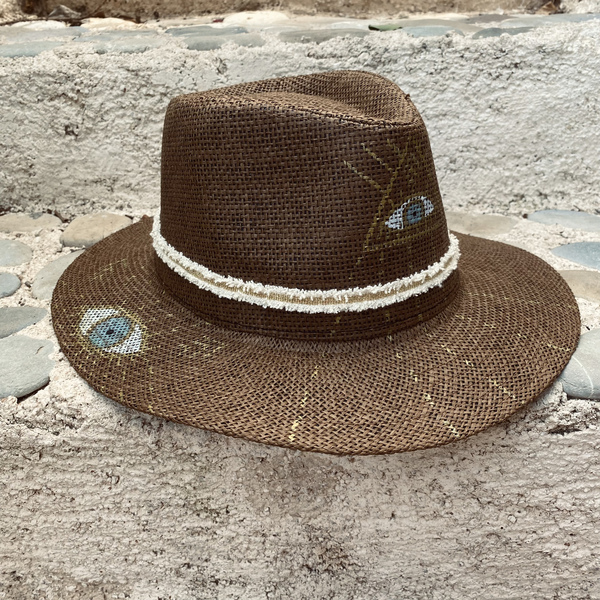 Ψάθινο καπέλο - Brown spirit - παραλία, απαραίτητα καλοκαιρινά αξεσουάρ, καπέλα, ψάθινα - 2