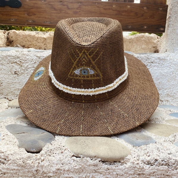 Ψάθινο καπέλο - Brown spirit - παραλία, απαραίτητα καλοκαιρινά αξεσουάρ, καπέλα, ψάθινα - 4