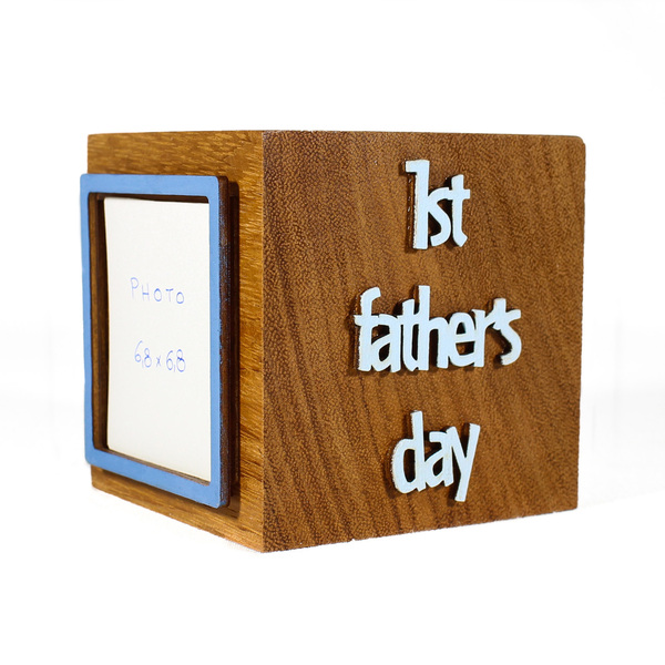 ΞΥΛΙΝΟΣ ΔΙΑΚΟΣΜΗΤΙΚΟΣ ΚΥΒΟΣ ΓΙΑ ΦΩΤΟΓΡΑΦΙΕΣ «1ST FATHER’S DAY» - πίνακες & κάδρα, μπαμπάς, δώρα για τον μπαμπά, ξύλινα διακοσμητικά, γιορτή του πατέρα