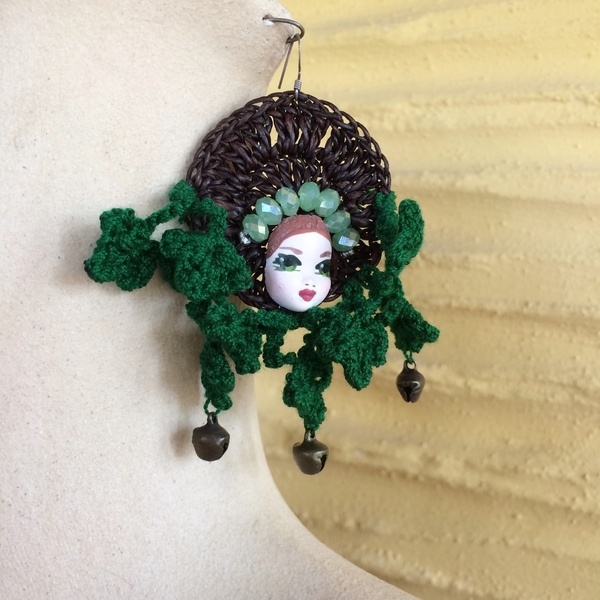Χειροποίητα σκουλαρίκια "Gypsy Princess" πράσινα - boho, κρεμαστά, μεγάλα - 4