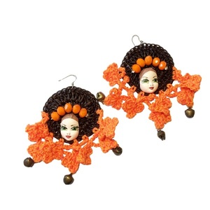 Χειροποίητα σκουλαρίκια "Gypsy Princess" πορτοκαλί - boho, κρεμαστά, μεγάλα