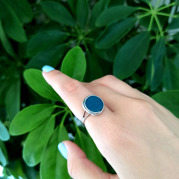 "Λητώ" δαχτυλίδι boho μπλέ - σύρμα, πηλός, boho, αυξομειούμενα, φθηνά - 2