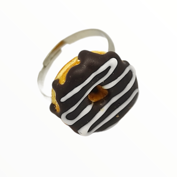 Χειροποίητο Δαχτυλίδι donuts με γλάσο σοκολάτα,κοσμήματα απομίμησης φαγητών, χειροποίητα κοσμήματα μινιατούρες πολυμερικού πηλού Mimitopia - πηλός, boho, γλυκά, αυξομειούμενα