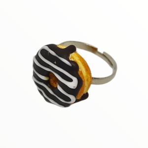 Χειροποίητο Δαχτυλίδι donuts με γλάσο σοκολάτα,κοσμήματα απομίμησης φαγητών, χειροποίητα κοσμήματα μινιατούρες πολυμερικού πηλού Mimitopia - πηλός, boho, γλυκά, αυξομειούμενα - 3