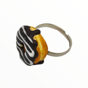 Χειροποίητο Δαχτυλίδι donuts με γλάσο σοκολάτα,κοσμήματα απομίμησης φαγητών, χειροποίητα κοσμήματα μινιατούρες πολυμερικού πηλού Mimitopia - πηλός, boho, γλυκά, αυξομειούμενα - 4