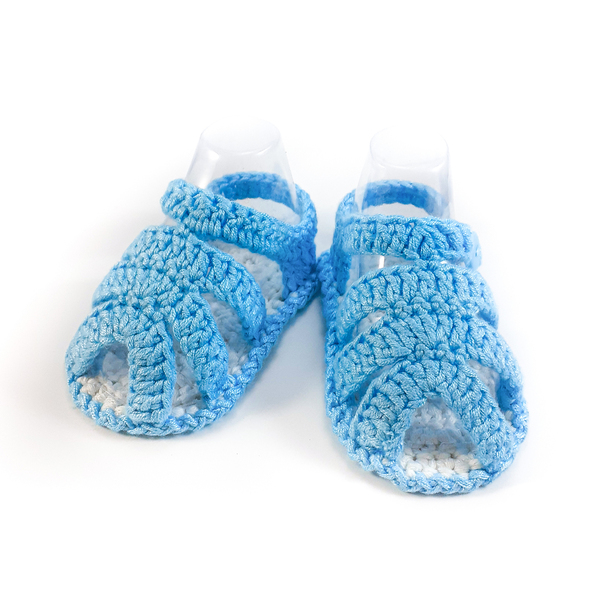 Πλεκτά θαλασσινά καλοκαιρινά σανδάλια για μωρά/ 0-12/ Crochet blue Summer booties for a babies/ - αγόρι, βρεφικά ρούχα