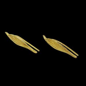 Ασημένια σκουλαρίκια ΦΥΛΛΑ - ασήμι, επιχρυσωμένα, φύλλο, boho, κρεμαστά, μεγάλα - 3