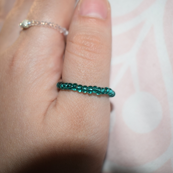 Δαχτυλίδι με πρασινες χάντρες "My Green" - χάντρες, σταθερά, φθηνά - 3