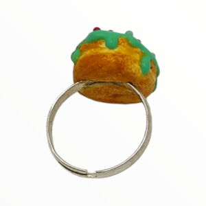 Χειροποίητο Δαχτυλίδι donut με πράσινο γλάσο,κοσμήματα απομίμησης φαγητών, χειροποίητα κοσμήματα μινιατούρες πολυμερικού πηλού Mimitopia - πηλός, boho, αυξομειούμενα - 4