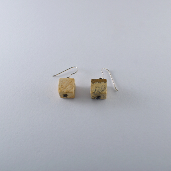 Σκουλαρίκια πολύχρωμα κυβάκια - ασήμι, ημιπολύτιμες πέτρες, μικρά, κρεμαστά, φθηνά - 3