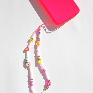 Pink phone strap heart ,λουράκι για το κινητό με καρδιά - plexi glass, κρεμαστά στοιχεία, candy, λουράκια, φθηνά - 4