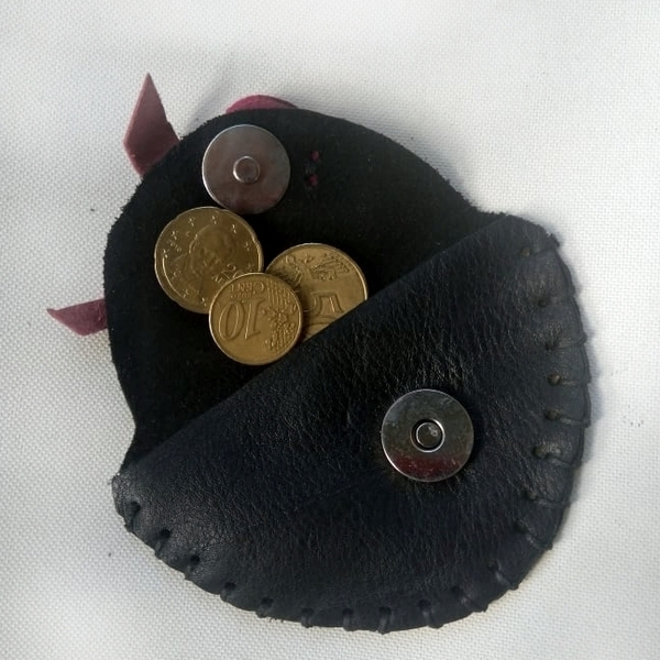 δερμάτινο πορτοφολάκι για κέρματα με λουλουδάκι - δέρμα, πορτοφόλια κερμάτων - 2