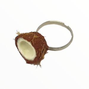 Χειροποίητο Δαχτυλίδι καρύδα ,κοσμήματα απομίμησης φρούτων Mimitopia - πηλός, boho, αυξομειούμενα, φθηνά - 3