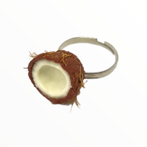 Χειροποίητο Δαχτυλίδι καρύδα ,κοσμήματα απομίμησης φρούτων Mimitopia - πηλός, boho, αυξομειούμενα, φθηνά - 4