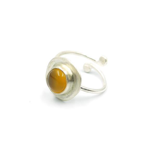 ◊ Δαχτυλίδι ασημένιο με κίτρινο χαλκηδόνιο - ασήμι, ημιπολύτιμες πέτρες, μικρά, αυξομειούμενα