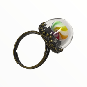 Χειροποίητο Δαχτυλίδι γλειφιτζουύρι σε γυάλα ,κοσμήματα από πολυμερικό πηλό Mimitopia - γυαλί, πηλός, ατσάλι, boho, αυξομειούμενα - 5