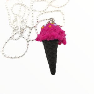 Kολιέ παγωτό φράουλα, χειροποίητα κοσμήματα πολυμερικού πηλού Mimitopia - charms, πηλός, χειροποίητα, μακριά, παγωτό, μινιατούρες φιγούρες - 5