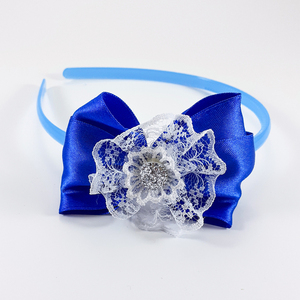 Χειροποίητα μπλε στέκα/ φιογκάκι για κορίτσι/ στεφάνη/ 3-8 ετών/ Handmade blue hairband bow for girls - κορίτσι, στεφάνια, δώρο, στέκες - 4