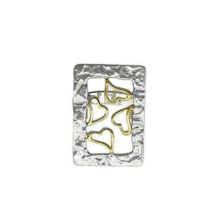 Χειροποιητο ασημενιο δαχτυλιδι Καρδιές Ασήμι -Χρυσό - επιχρυσωμένα, ασήμι 925, σταθερά, μεγάλα, επιπλατινωμένα