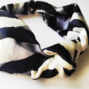 Ασπρόμαυρη Μεταξωτή Τιγρε Κορδέλα Μαλλιών - μετάξι, statement, headbands