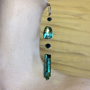Πολύ μακριά σκουλαρίκια από φανταιζί χάντρες σε 2 χρώματα - κρεμαστά, μεγάλα, faux bijoux, φθηνά - 4