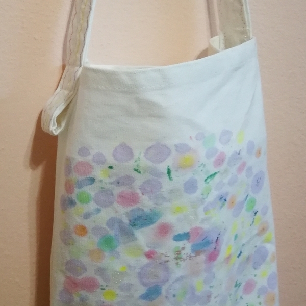 Τσαντα Μακροστενη ζωγραφισμένη πανινη χειροποιητη, οικολογική tote bag, shopper 25Χ36 ταχυδρομου . - ύφασμα, χιαστί, tote, πάνινες τσάντες - 3