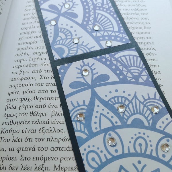 Σελιδοδείκτες Mandala μπλε - μοβ με στρας - σελιδοδείκτες, mandala - 2