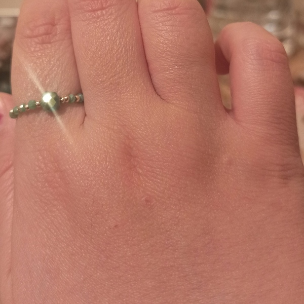 Δαχτυλίδι με πρασινα κρυσταλλα - γυαλί, χαλκός, χάντρες, σταθερά - 5