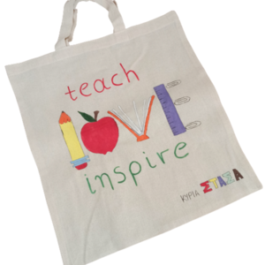 Δώρο για τη δασκάλα πάνινη προσωποποιημένη τσάντα teach love inspire - δώρα για δασκάλες, personalised