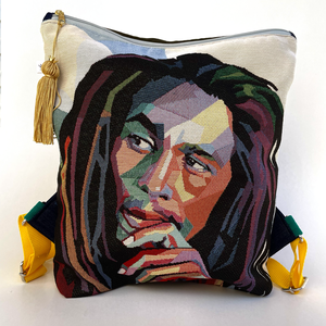 Γυναικεια τσαντα πλατης χειροποιητο backpack απο ύφασμα με τον Bob Marley. - πλάτης, all day, ύφασμα, σακίδια πλάτης, μεγάλες