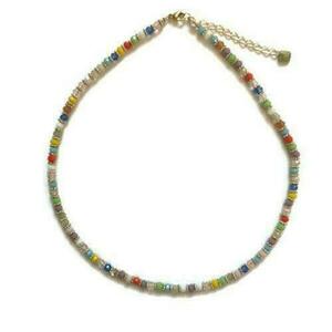Κολιέ με πολύχρωμα κρυσταλλακια τσεχιας και επιχρυσωμένες μεταλλικές χάντρες, 40cm+5cm - κοντά, seed beads