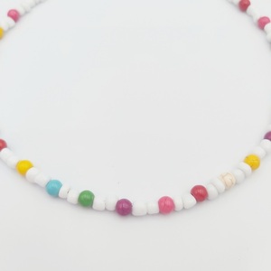 Κολιε με πολύχρωμο χαολίτη και seed beads ενδιάμεσα. - ημιπολύτιμες πέτρες, χάντρες, κοντά, boho, seed beads - 2