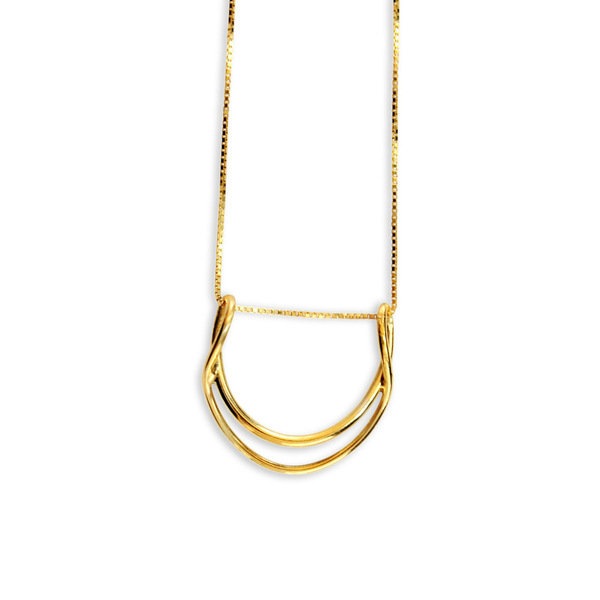 Ασημένιο κολιέ επιχρυσωμένο με 24κτ, σχέδιο Petalo necklace gold-plated - ασήμι, επιχρυσωμένα, κοντά