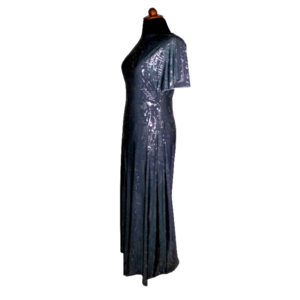 250. Χειροποίητο Φόρεμα από γκρι ελαστικό ύφασμα με ασημένια γράμματα-One size S/XL-Νο250. - ελαστικό, συνθετικό, γάμου - βάπτισης - 3