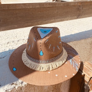 Ψάθινο καπέλο Panama - Suspicious brown eye - απαραίτητα καλοκαιρινά αξεσουάρ, καπέλα, καπέλο, ψάθινα - 4
